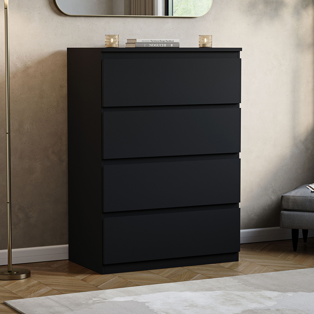 VIDA DESIGNS Denver 4 Drawer Black Chest of Drawers Image 3