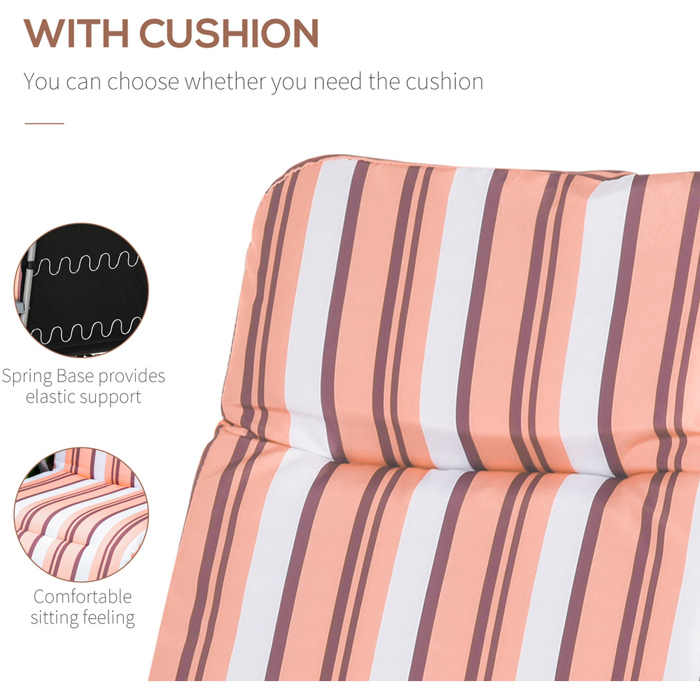 Outsunny Set of 2 Orange and White Recliner Sun Loungers Image 5