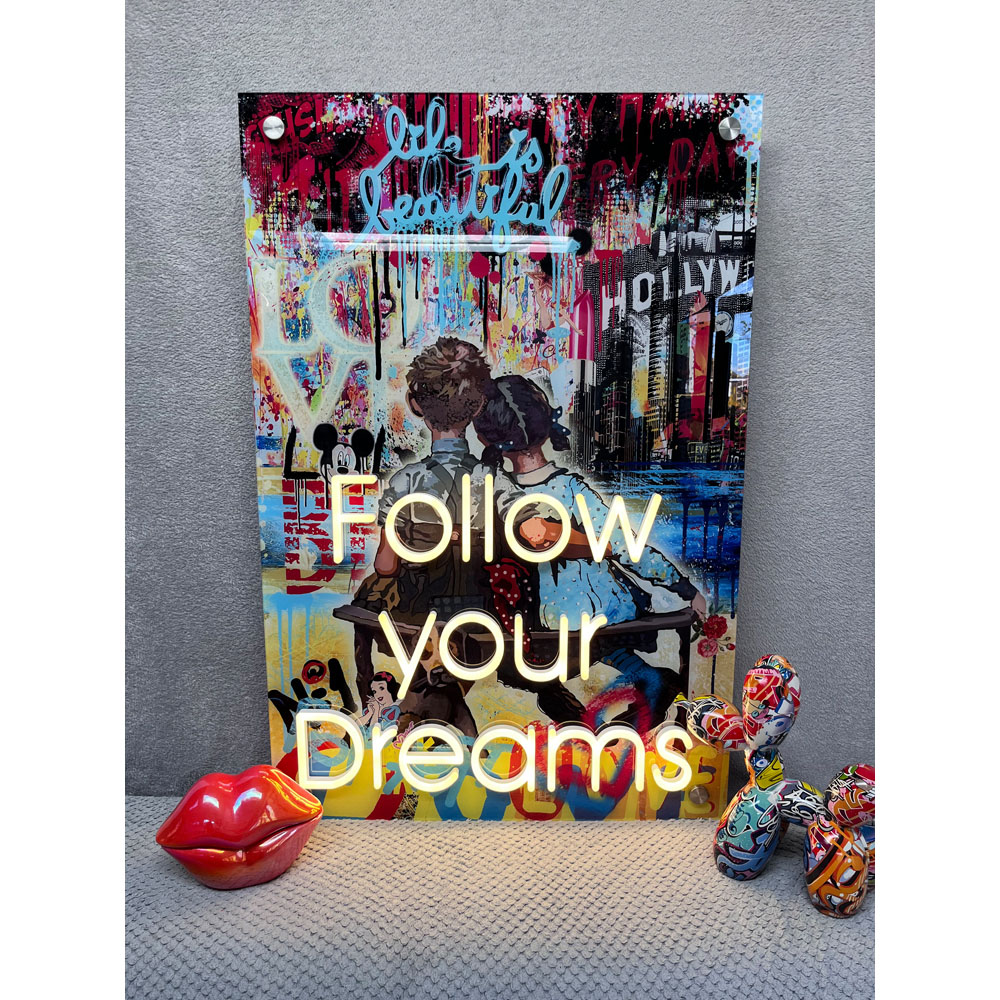 Splashbax Follow Your Dreams Unframed LED Neon Wall Art Image 5