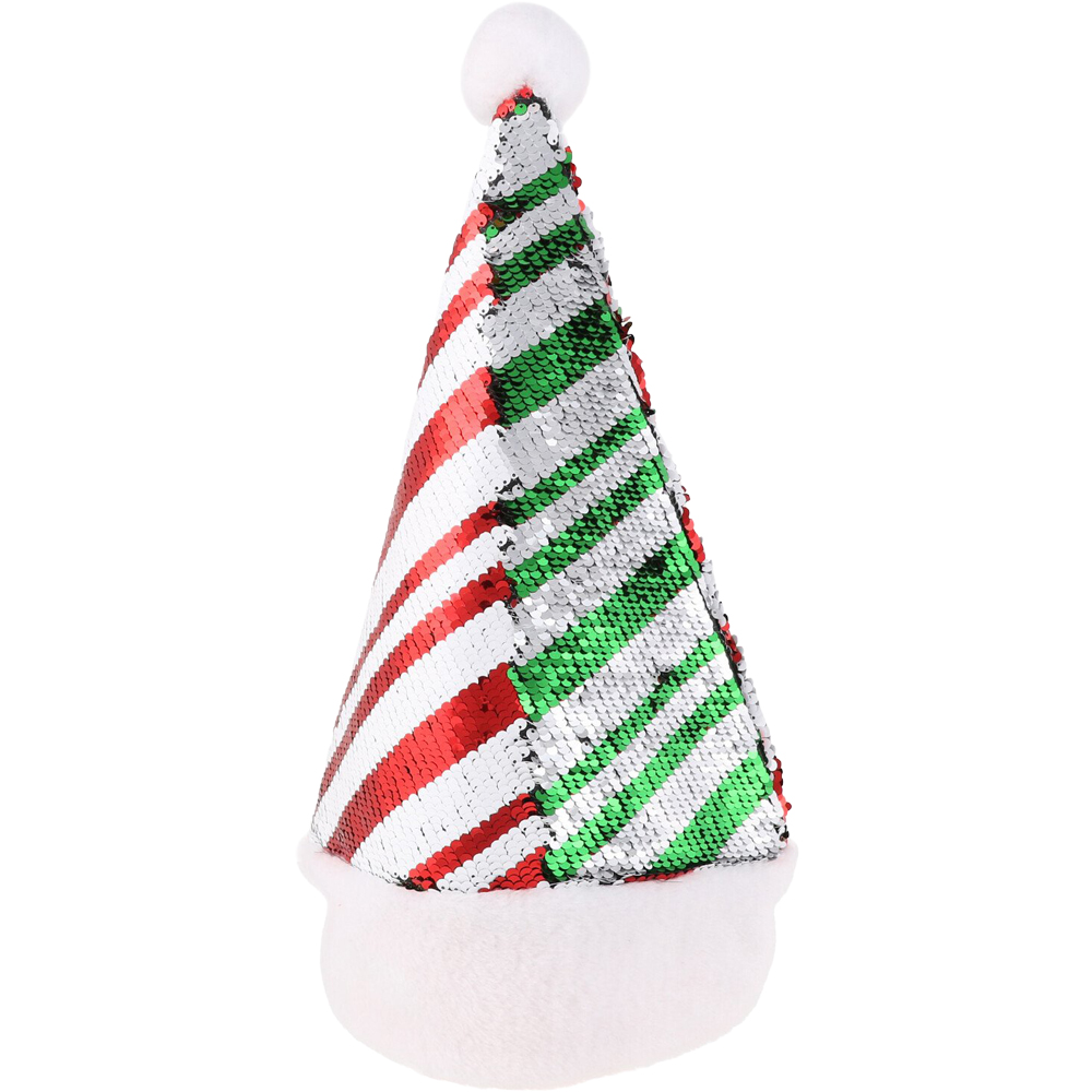 Reversible Sequin Stripe Santa Hat Image 2
