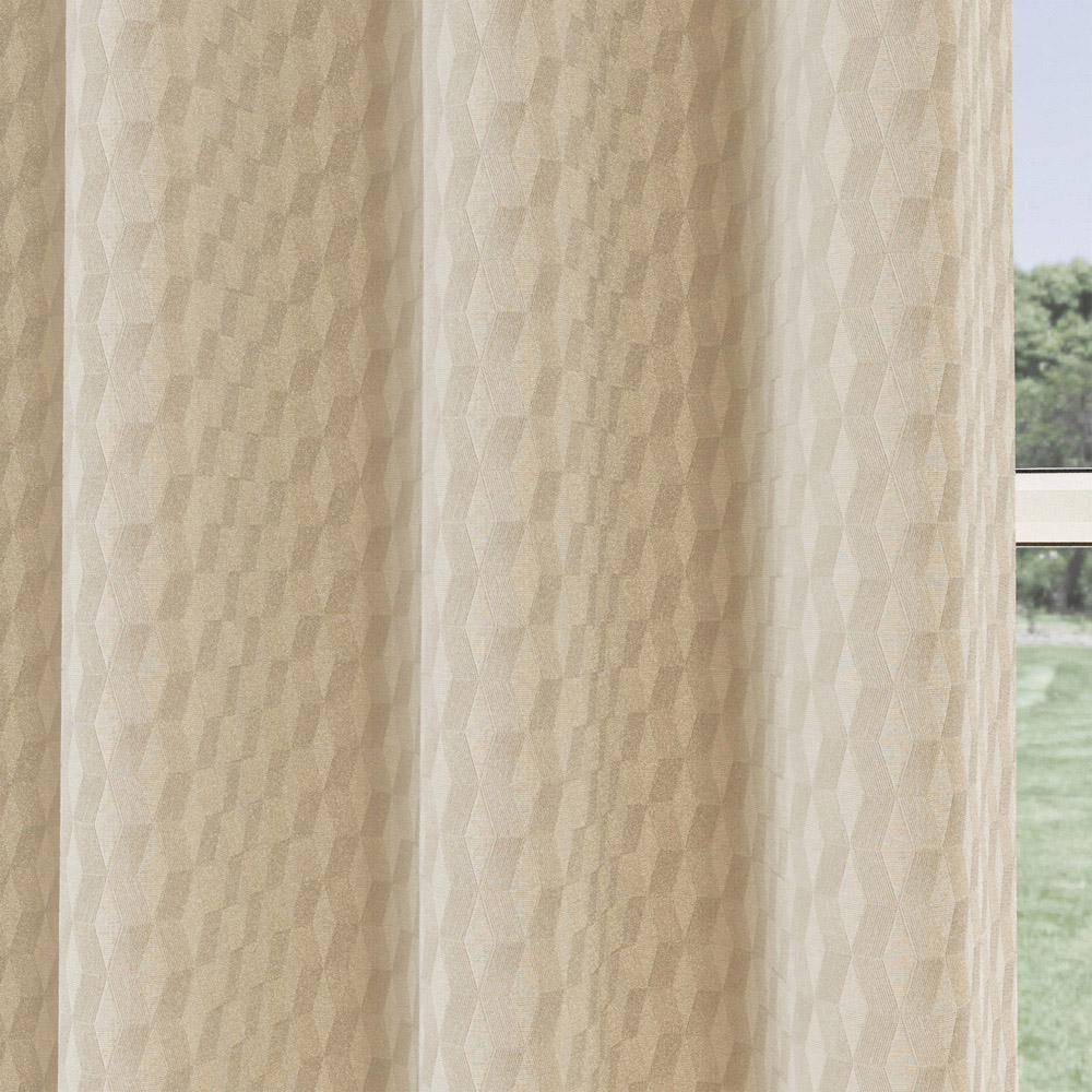 Enhanced Living Tokyo Cream Velvet Embossed Thermal Darkening Eyelet Curtains 117 x 183cm Image 3