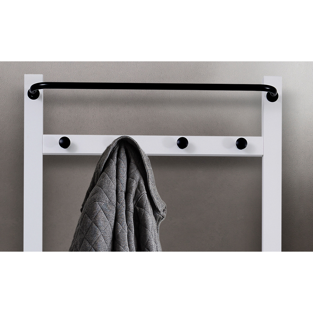 Noa and Nani Karlstad Single Door White Shoe Storage Bench and Coat Hook Image 6