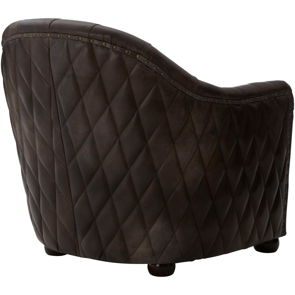 Premier Housewares Victor Dark Grey Brown Leather Tub Chair Image 4