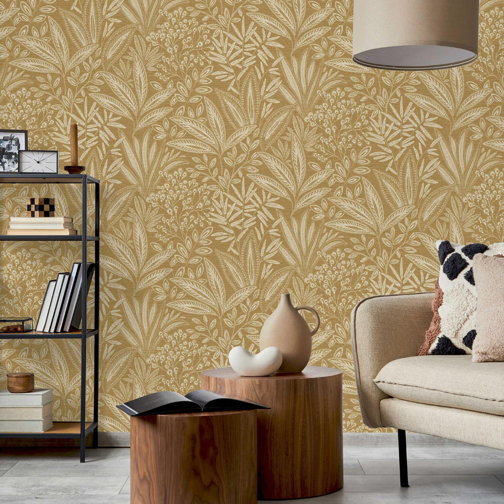 Crown Sahara Leaf Ochre Wallpaper Image 5