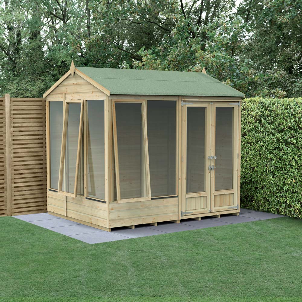 Forest Garden Beckwood 8 x 6ft 2 Opening Reverse Apex Summerhouse Image 2