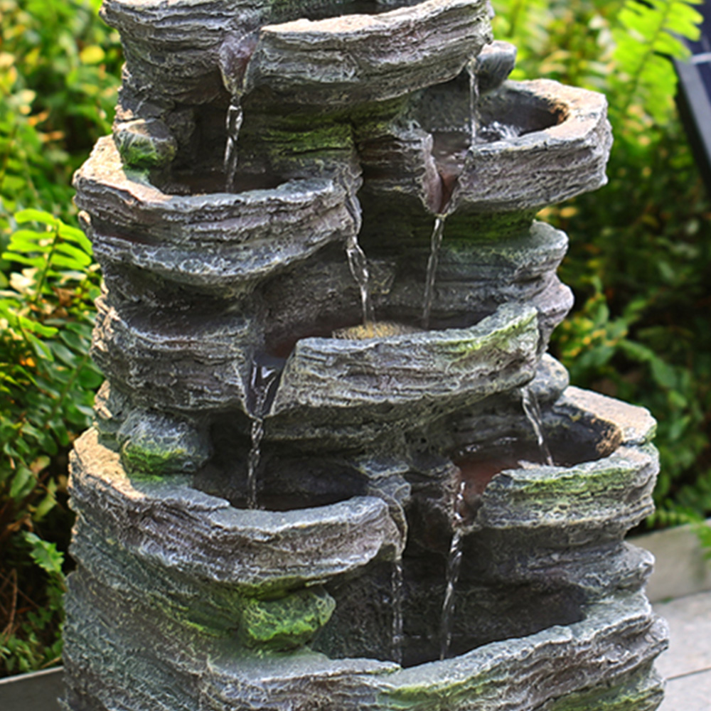 Living and Home Cascading Rock Solar Powered Water Feature with Light Image 6