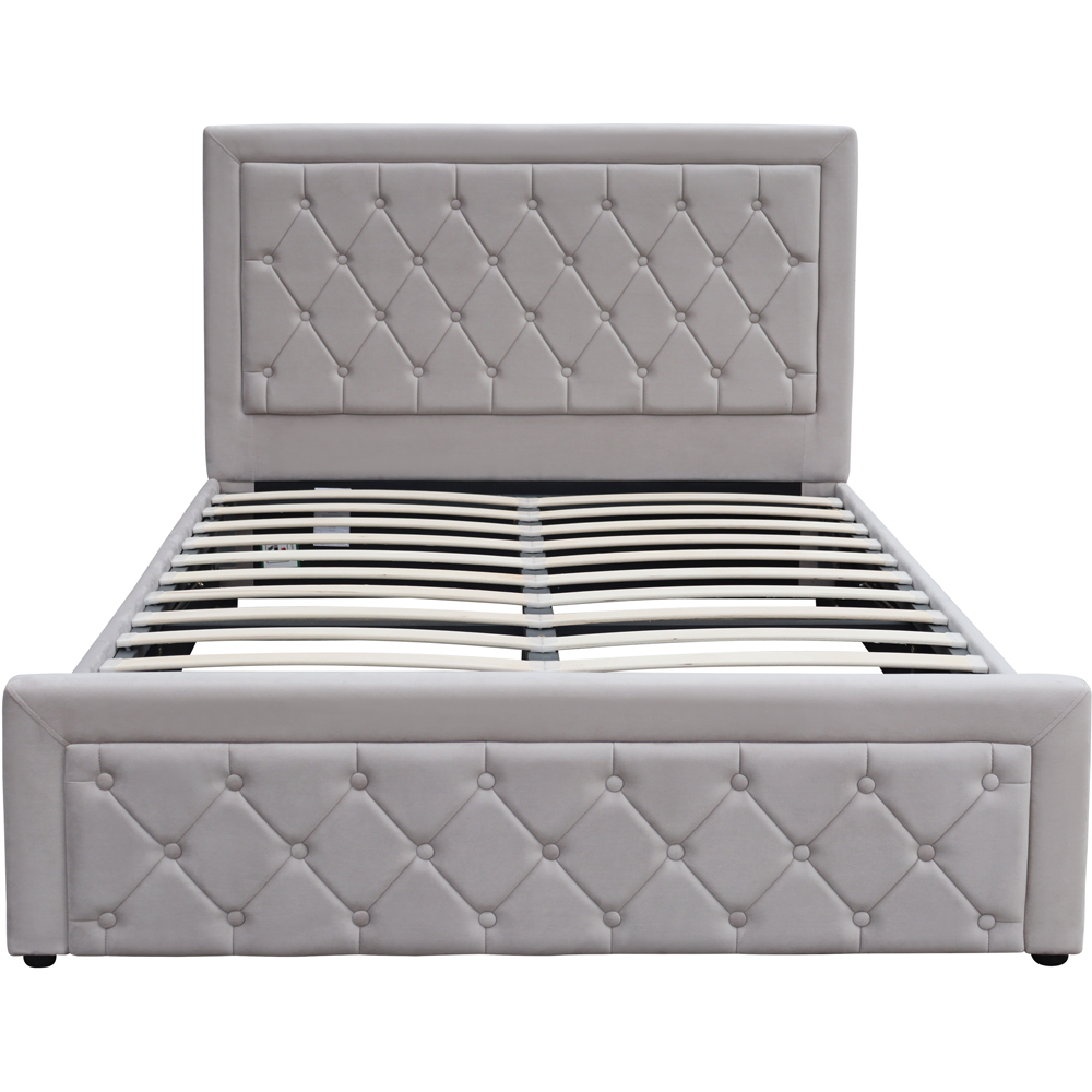 Kosy Koala Small Double Grey Velvet Tufted Gaslift Ottoman Bed with Mattress Image 4