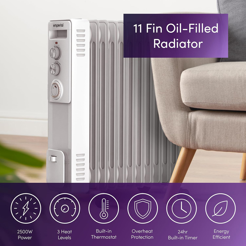 Emperial 11 Fin Oil Filled Radiator Heater 2500W Image 8