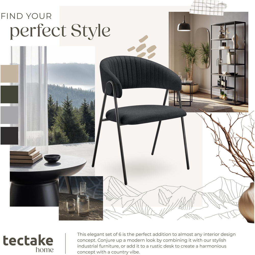 tectake Bedano Set of 6 Black Dining Chair Image 8
