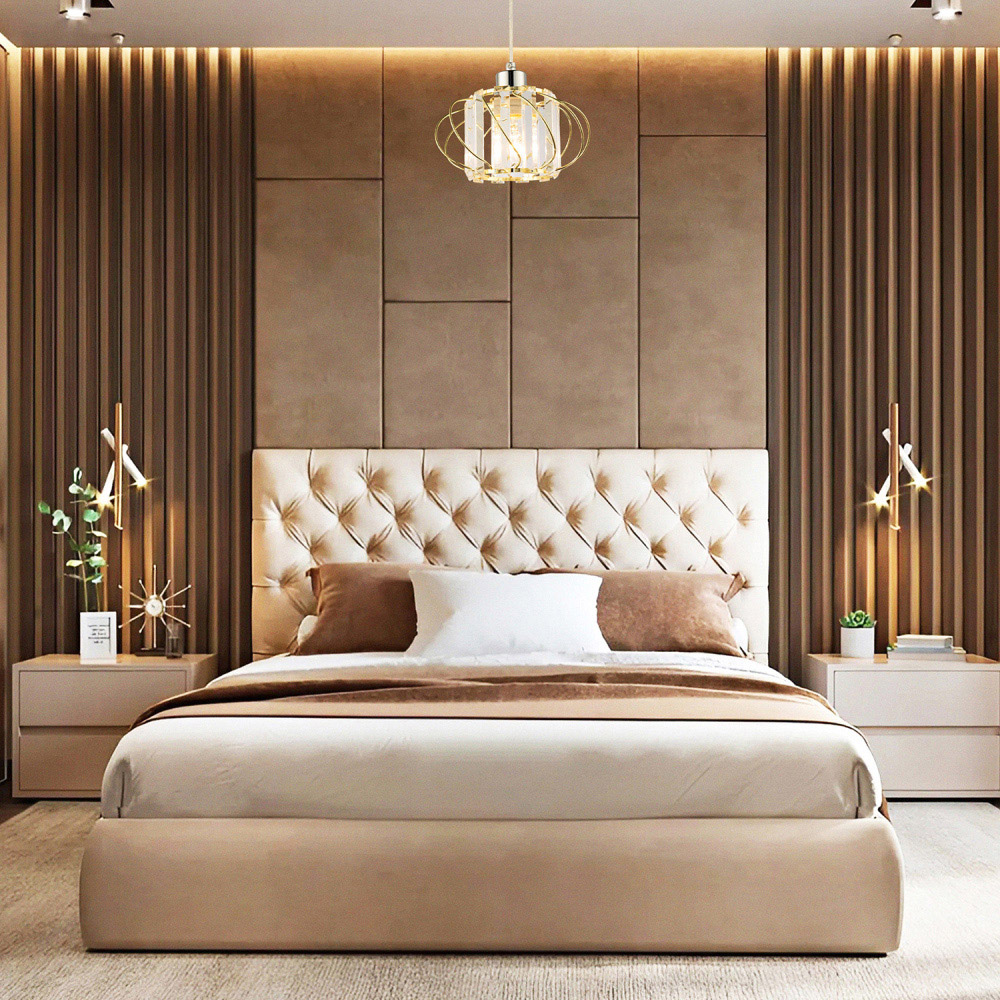 Happy Homewares Gold Frame Pendant Lamp Shade with Acrylic Rectangular Prism Image 2