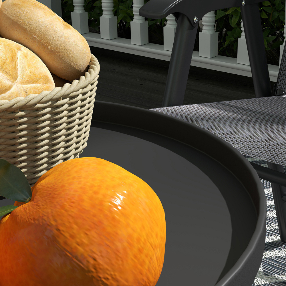 Outsunny Single Shelf Black Round Garden Side Table Image 3