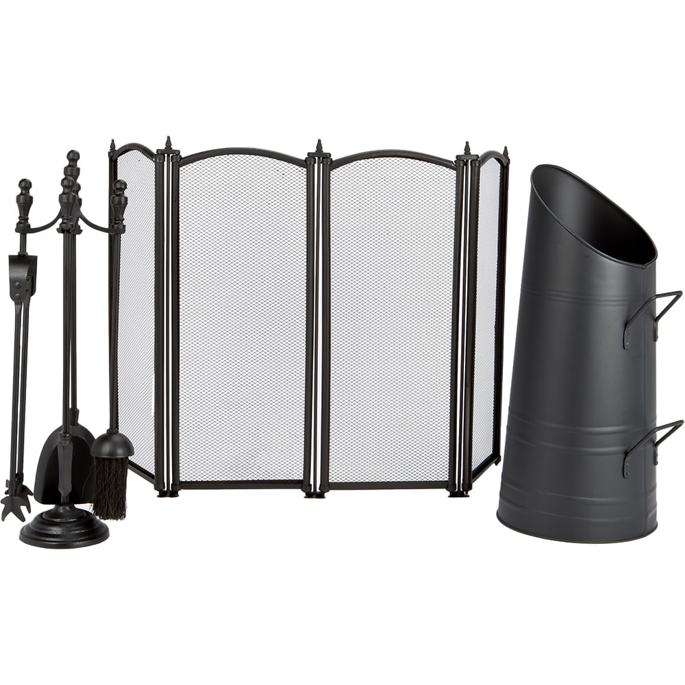 Inglenook Fireside 6 Piece Black Fireplace Tool Set Image 1