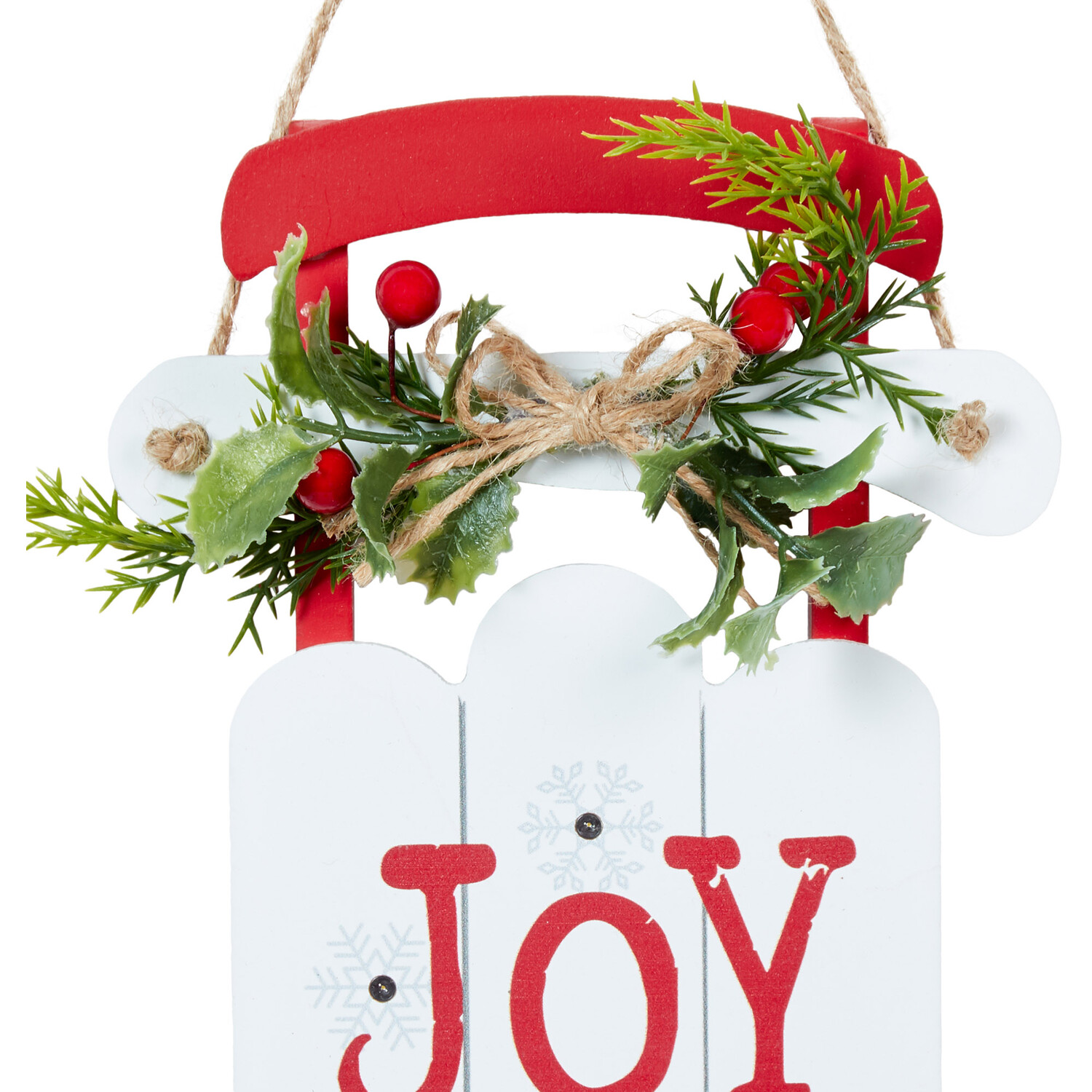 Mistletoe Cottage Hanging LED Sleigh Plaque - White Image 5