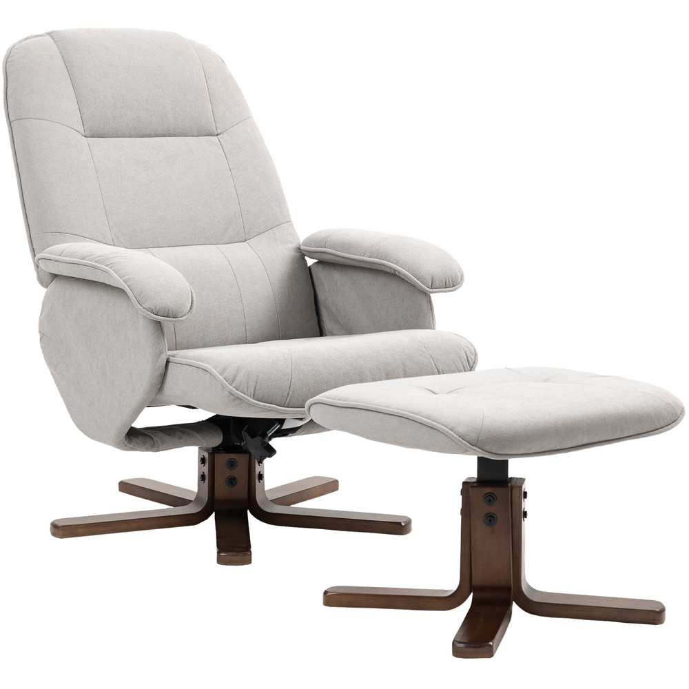 Portland Light Grey Swivel Recliner Chair with Footstool Image 2