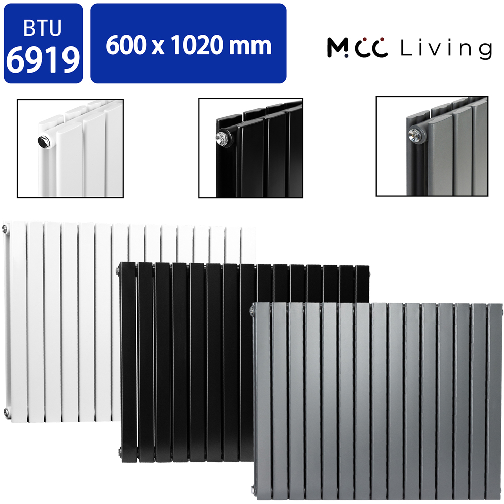 Anthracite 6919 BTU Double Flat Panel Vertical Column Radiator 600 x 1020mm Image 4