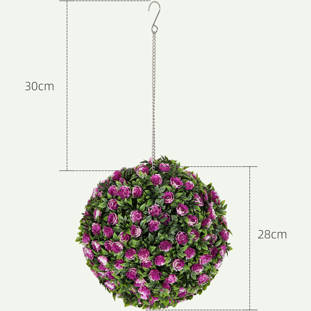 Portland Purple Rose Artificial Plant Hanging Topiary Ball 2 Pack Image 9
