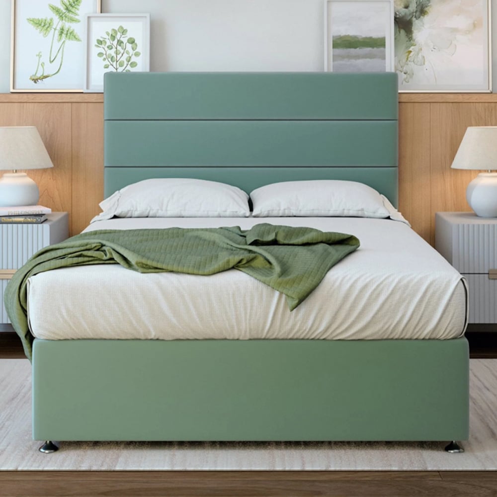 Bedmaster Double Duck Egg Plush Velvet Divan Base with Milan Headboard Image 1