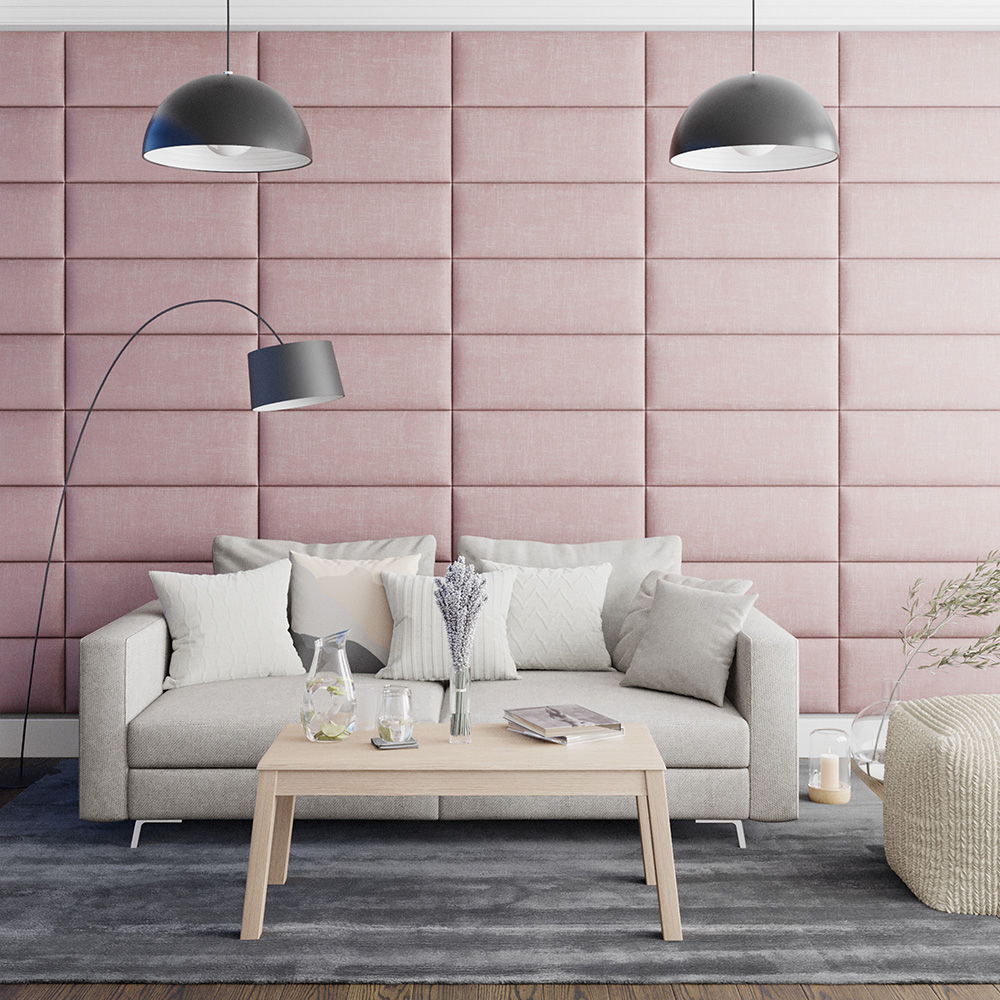 Aspire EasyMount Tea Rose Pure Pastel Cotton Upholstered Wall Mounted Headboard Panels 2 Pack Image 3