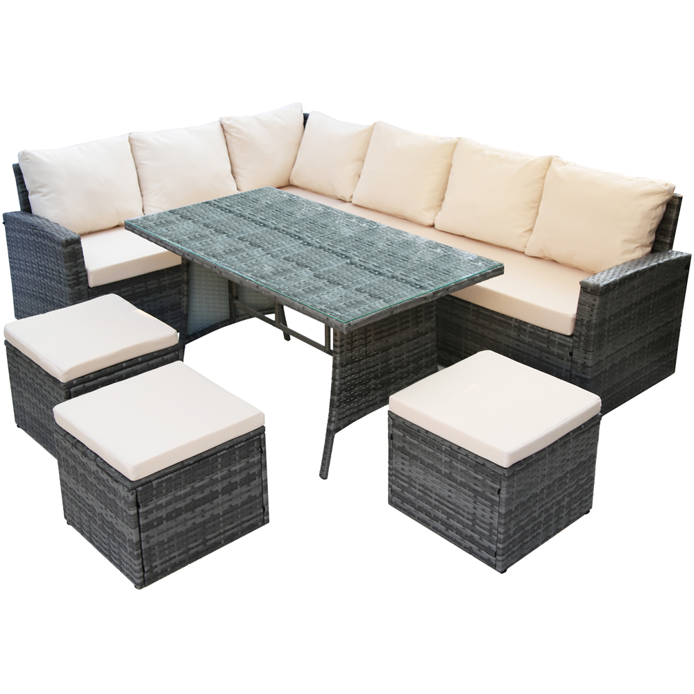 Home Garden Direct Pelias 9 Seater Rattan Dining Set Beige Image 2