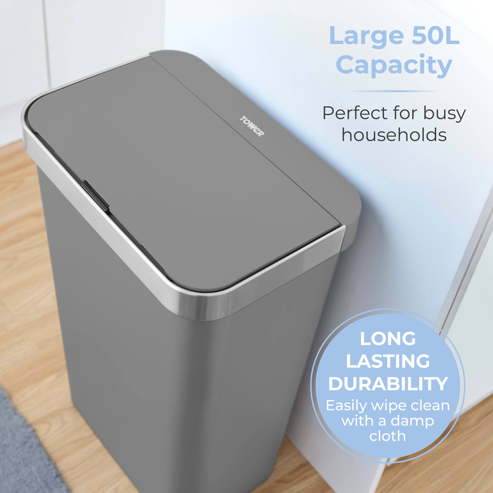 Tower Rectangular Grey ABS Sensor Bin 50L Image 4