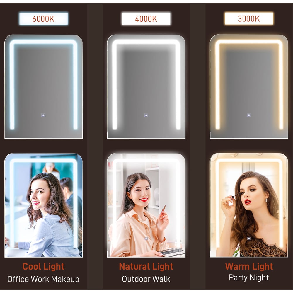 Portland 2 Drawer 4 Shelf White Makeup Vanity Desk Set with Lighting Mirror Image 8