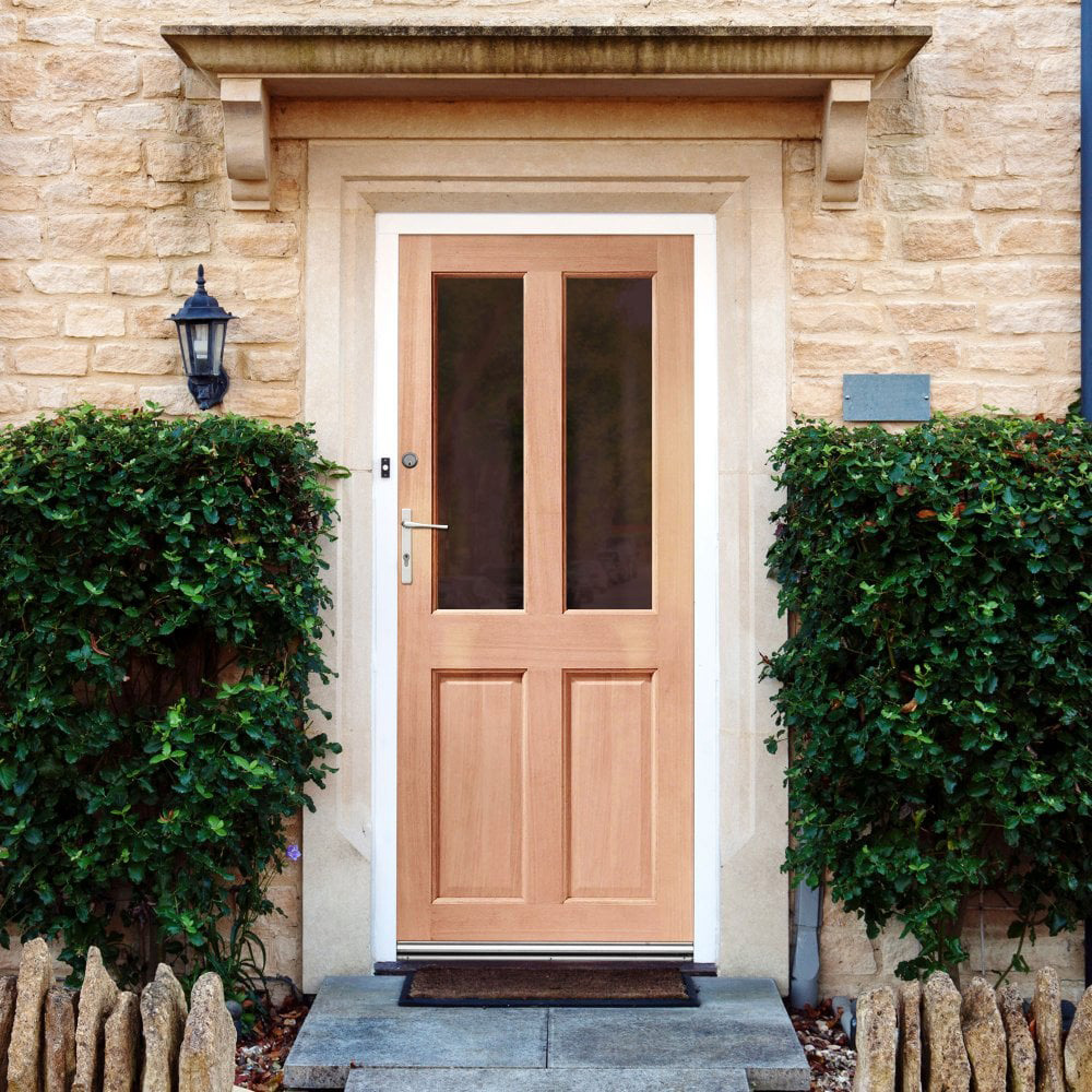 Hardwood 4 Panel 2 Light Obscure Double Glazed External Door 1981 x 838 x 44mm Image 2