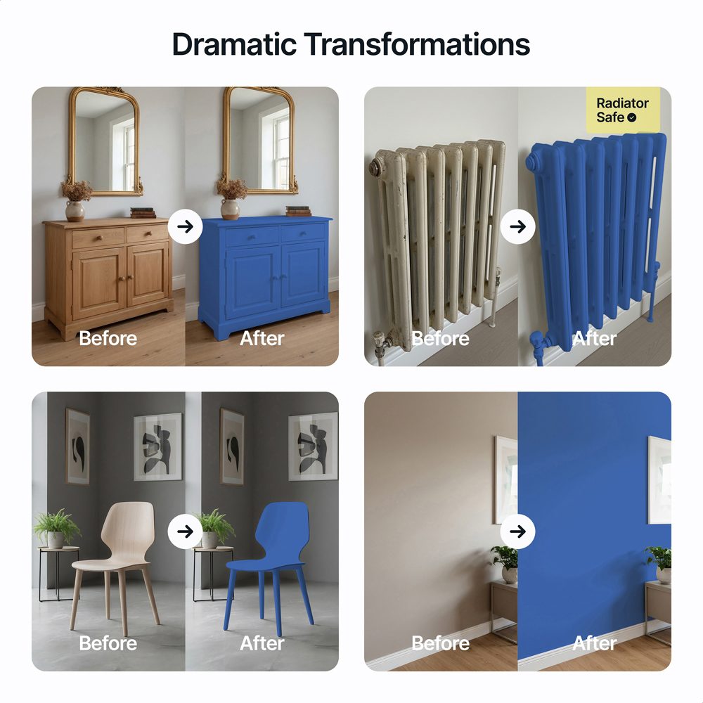 Hemway Electric Blue Furniture and Walls Matt Chalk Paint 1L Image 5