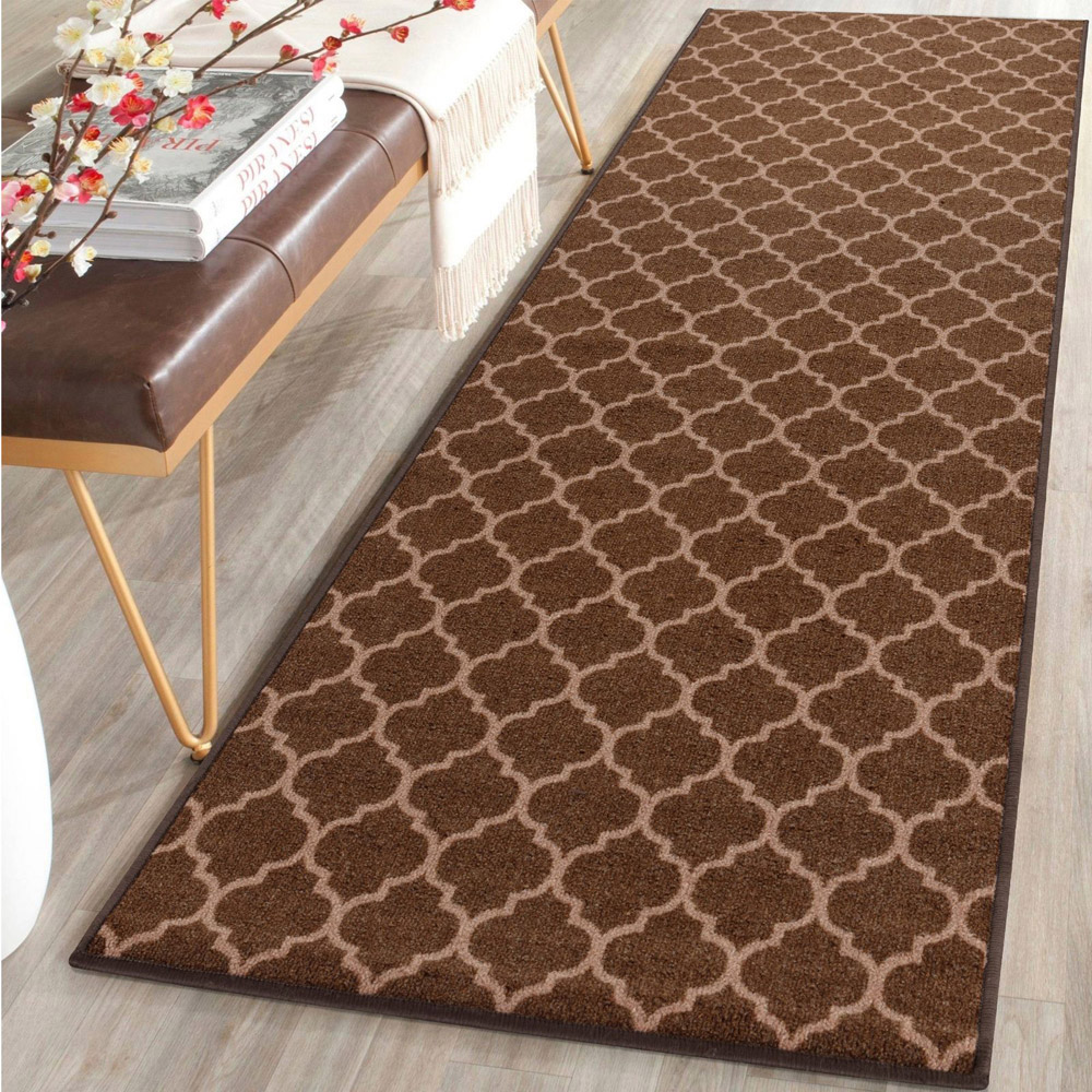 Smart Living Trellis Brown and Beige Gel Back Non-Slip Mat 67 x 220cm Image 2