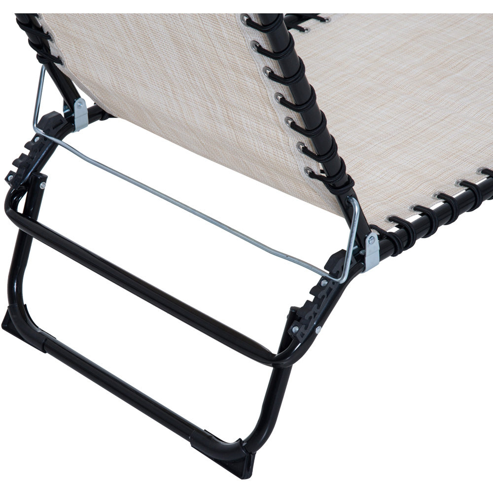 Outsunny Cream White Foldable Chaise Sun Lounger Image 3