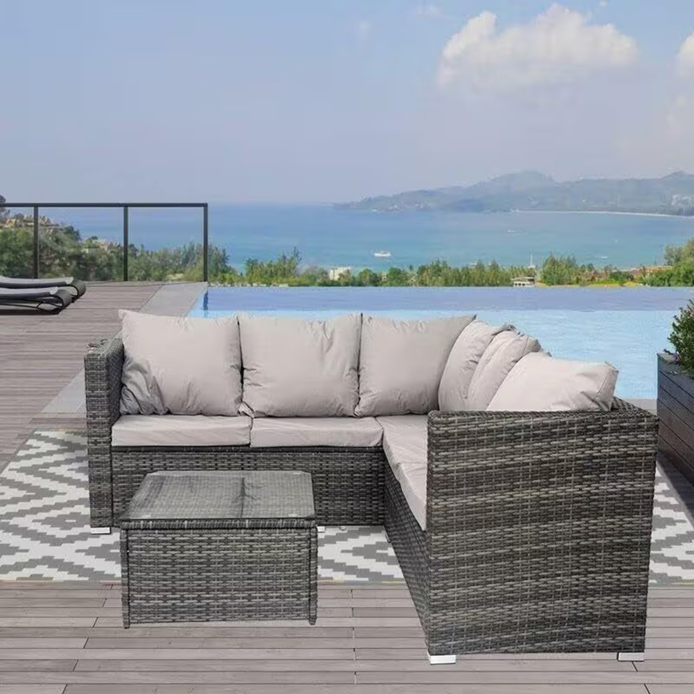 Alivio 5 Seater Grey Rattan Corner Sofa Set Image 3