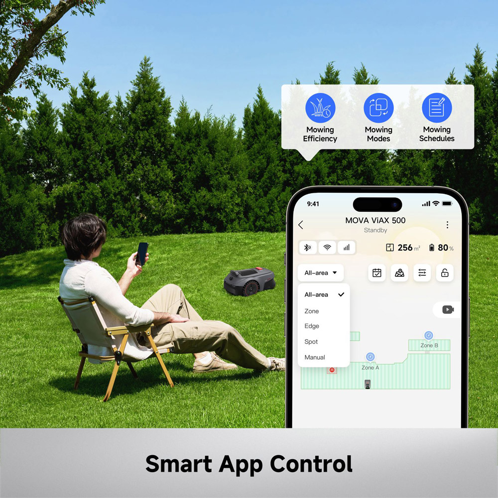 Mova ViAX 500 Wire Free Auto-Mapping with Virtual Boundaries Robotic Lawnmower Image 6