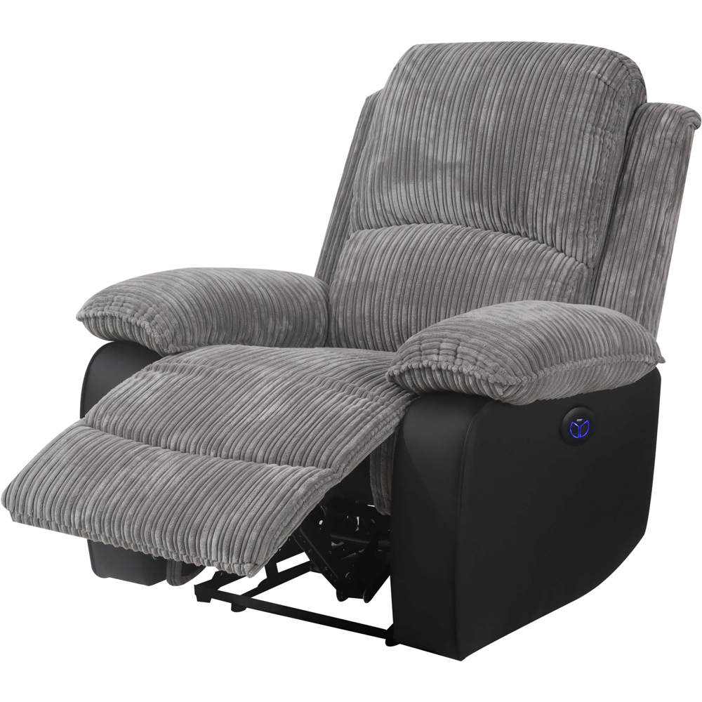 Comfy Living Grey Cord Fabric Electric Recliner Chair Image 2