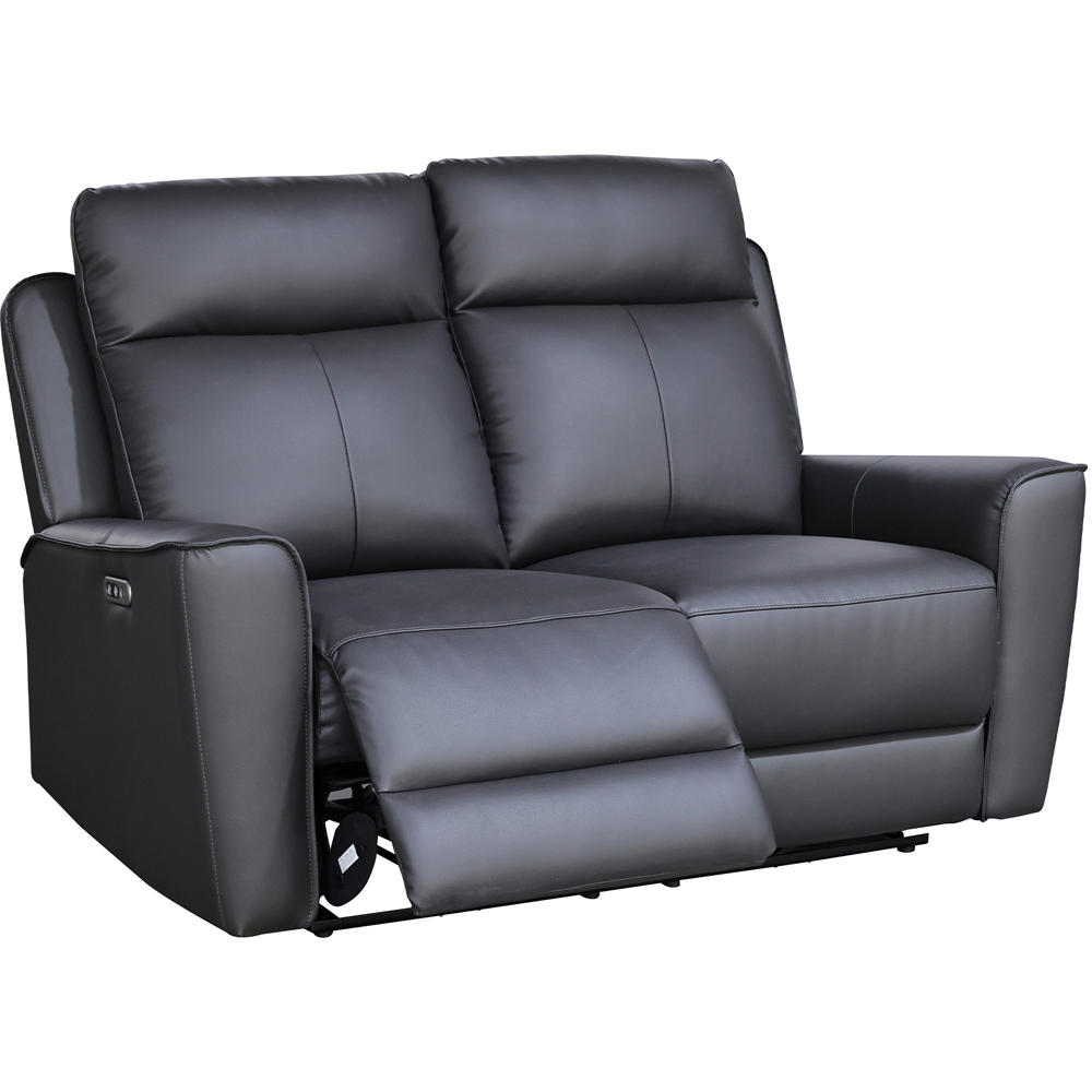Aspire Elmhurst 2 Seater Charcoal Leather Power Recliner Sofa with USB and USB-C Charging Image 4