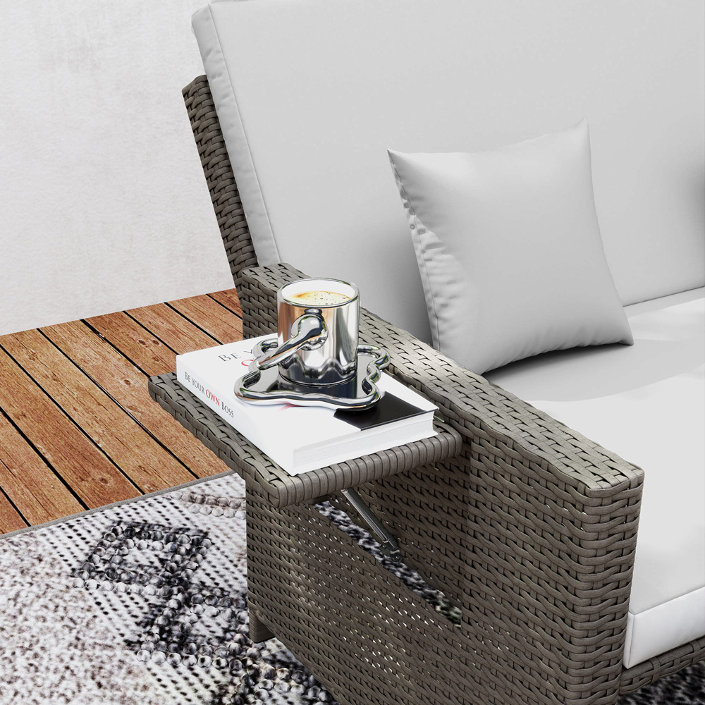 Outsunny 2 Seater Grey Garden Rattan Furniture Set Image 3