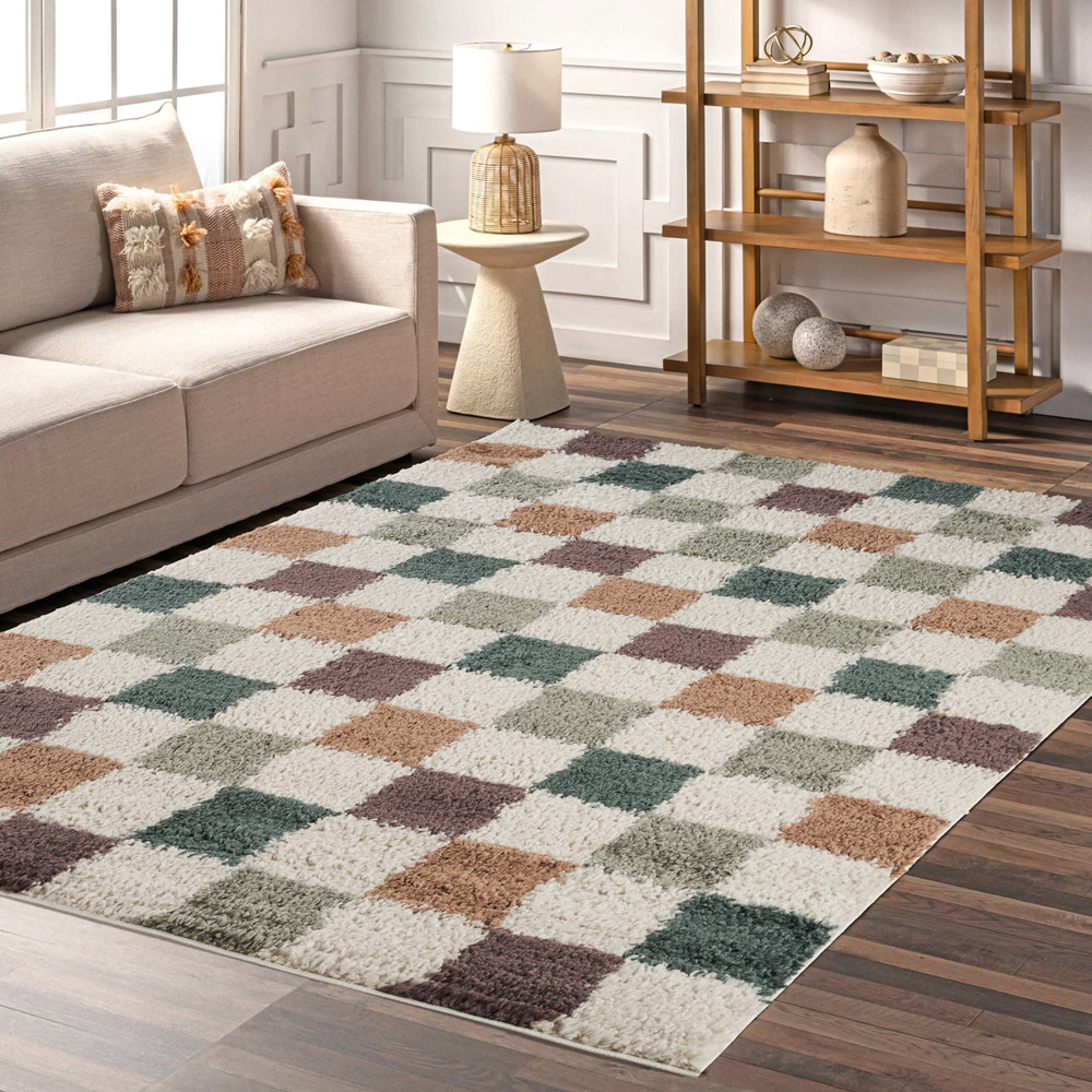 Desire Rugs Chester Multicolour Shaggy Checkered Rug 200 x 290cm Image 5