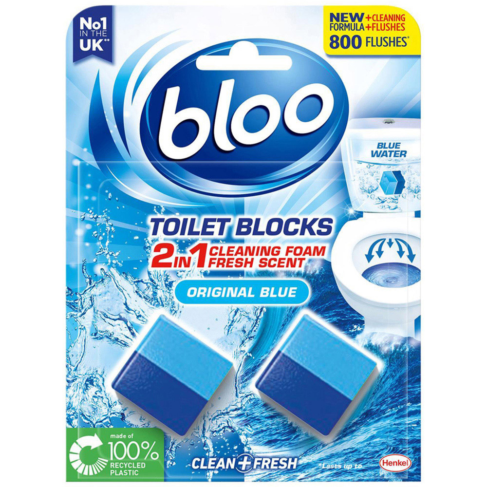 Bloo Clean+ Fresh 2 in 1 Original Blue and Limescale Prevention Foam Toilet Rim Block 7 Pack Image 2