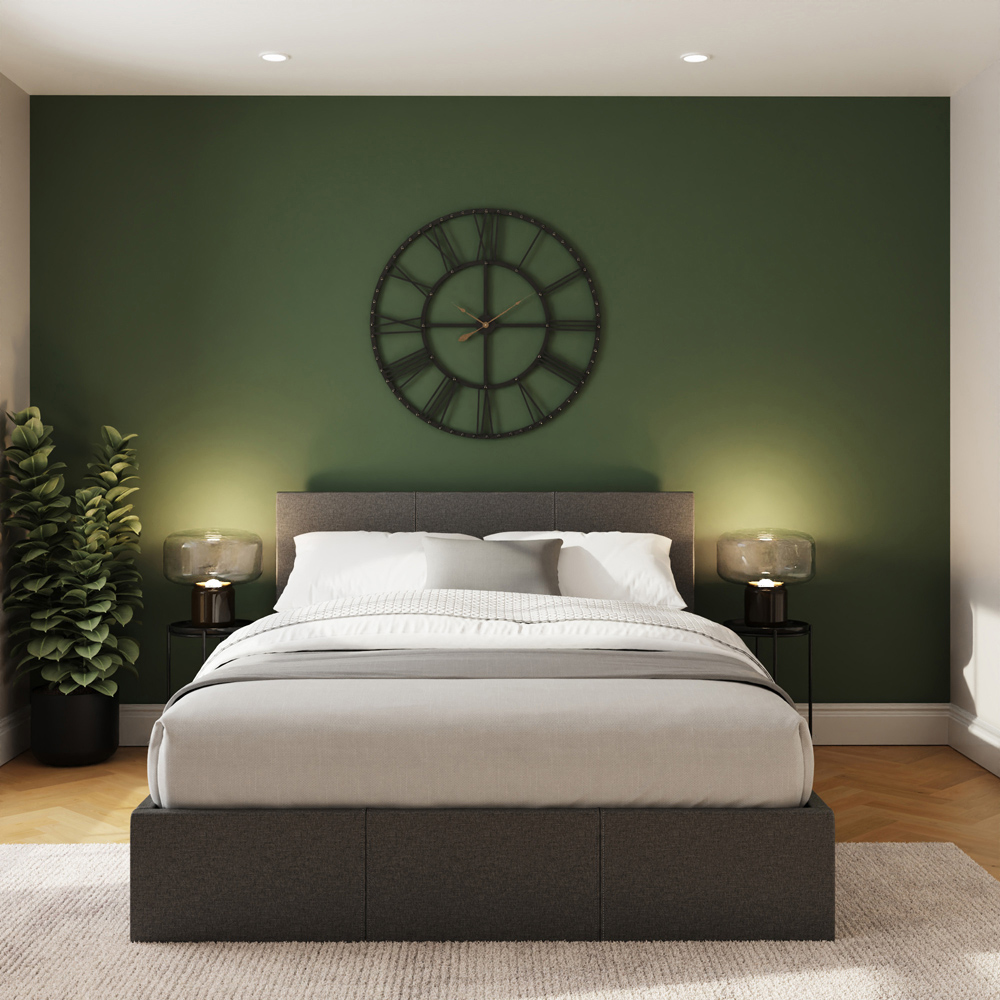 GFW Small Double Grey Hopsack Fabric End Lift Ottoman Bed with Bonnell Mattress Image 9