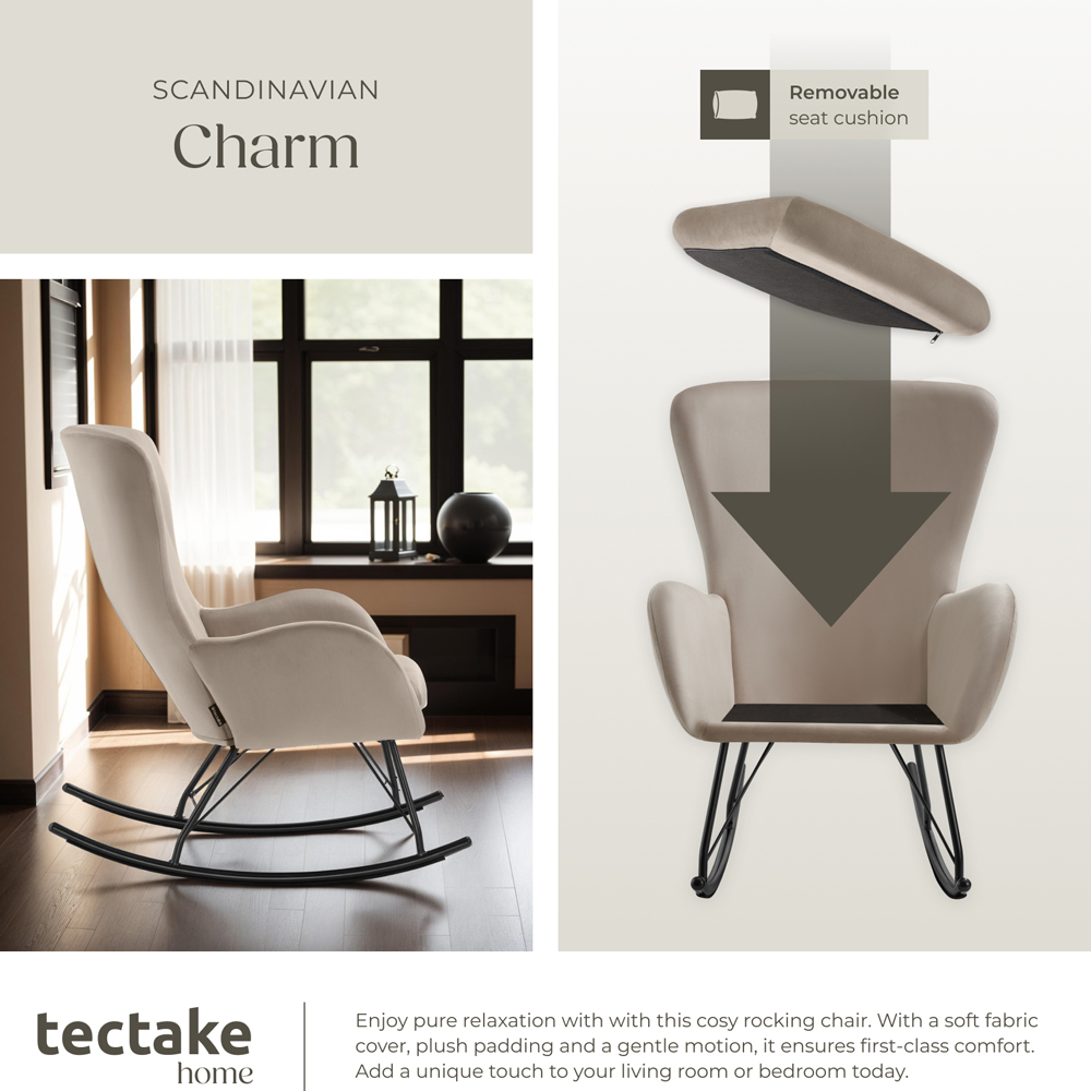 tectake Beige and Black Swing Rocking Chair Image 5