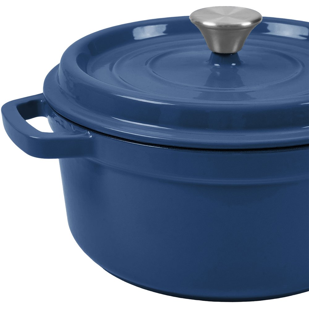 Living and Home Dark Blue Enamelled Cast Iron Dutch Oven Pot 5L Image 4