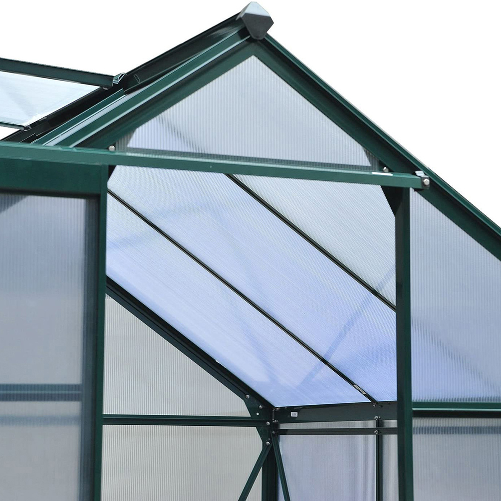 Living and Home 6.2 x 4.2ft Aluminium Hobby Greenhouse with Base and Window Opening Image 4