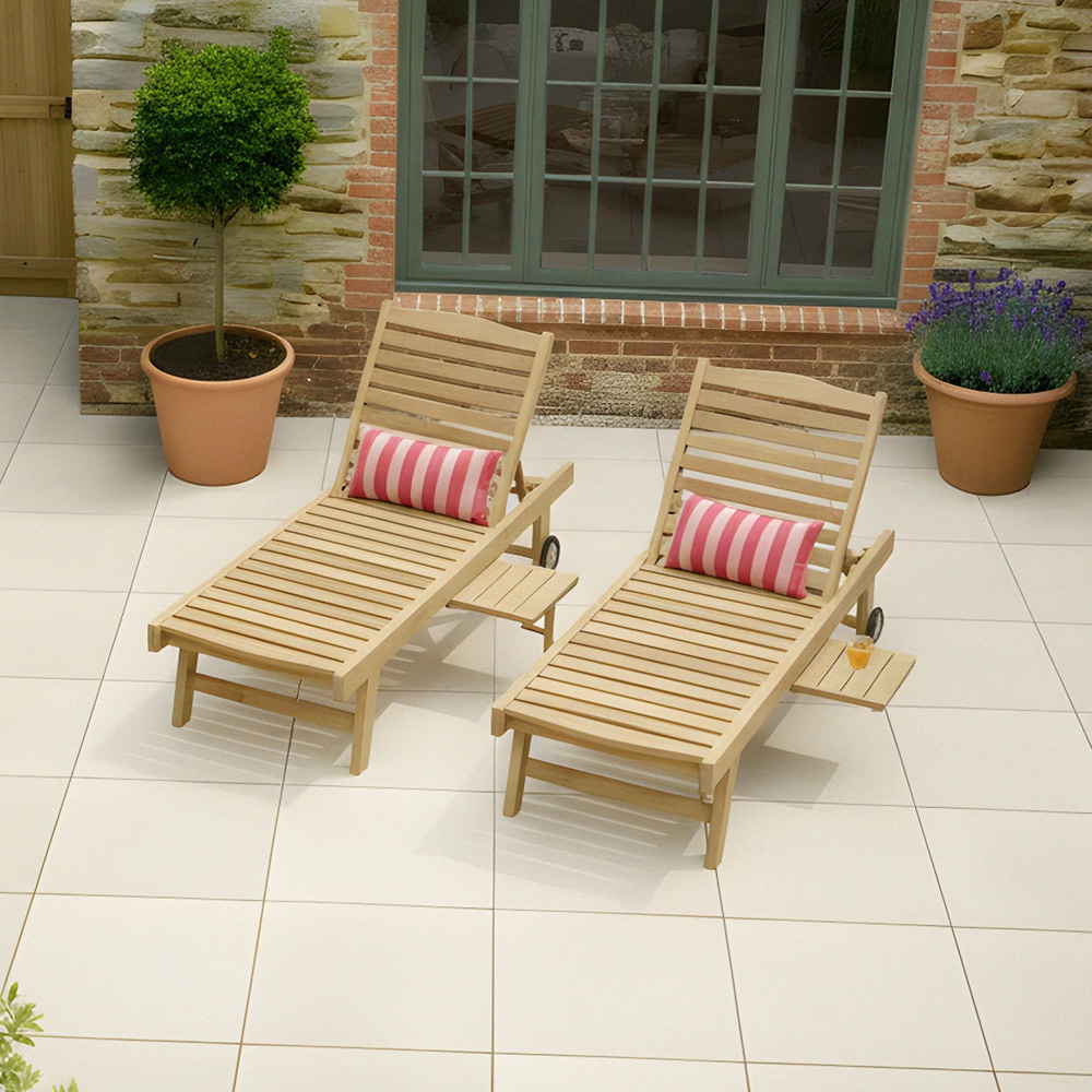 Charles Bentley Premium Teak Sun Lounger Image 8