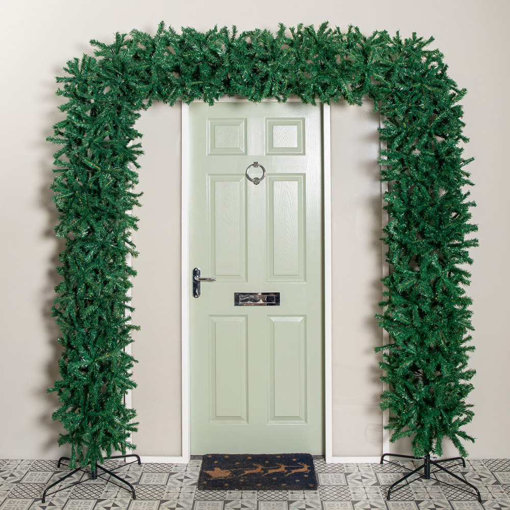 Samuel Alexander Double Door Plain Green Flat Top Christmas Tree Arch with 2000 Tips 8ft Image 2