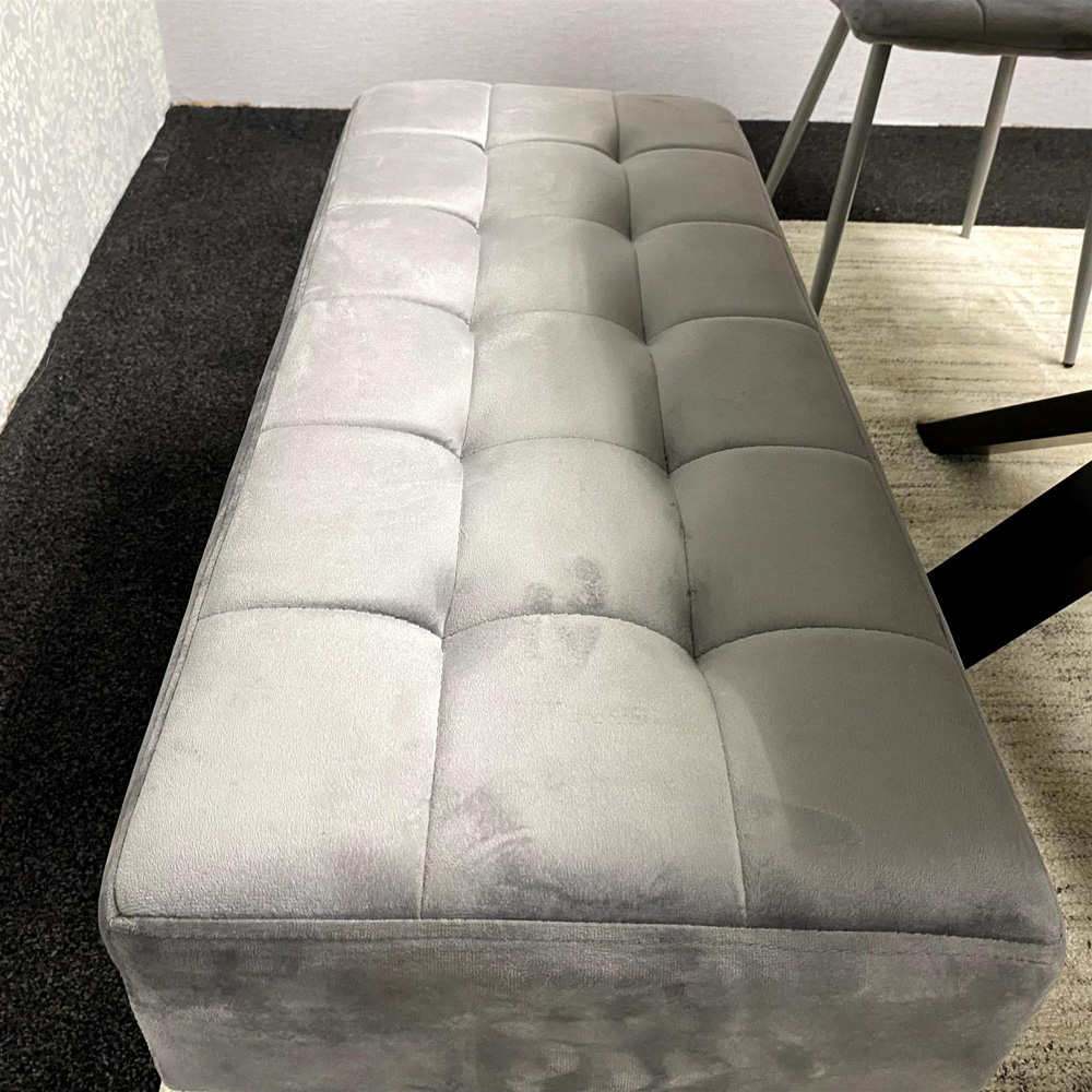 Kosy Koala 6 Seater Velvet Wooden Rectangle Dining Set with Bench Grey Image 3