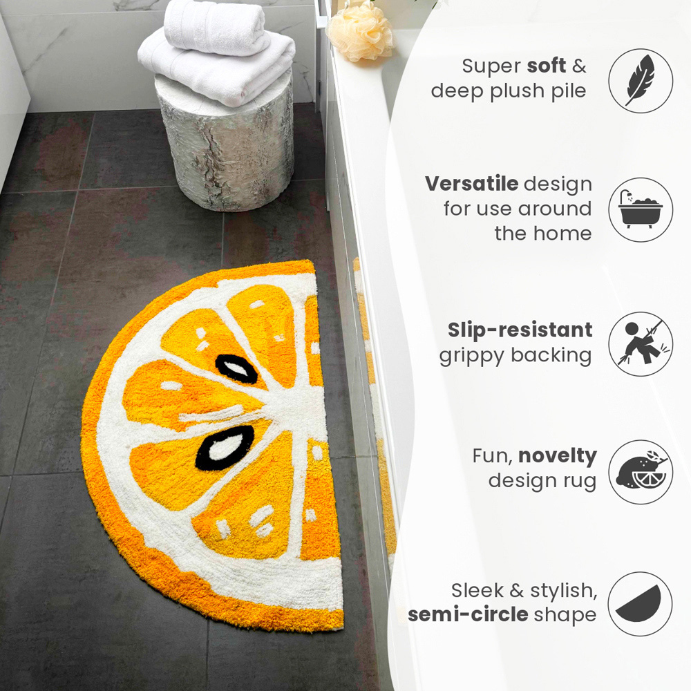 Mooky Mats Half Circle Lemon Slice Non Slip Bath Mat 50 x 80cm Image 6