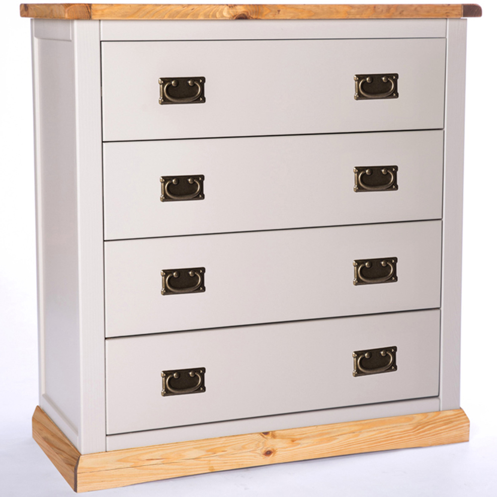 Bomporto 4 Drawer Light Grey Chest of Drawers with Brass Drop Handle Image 3