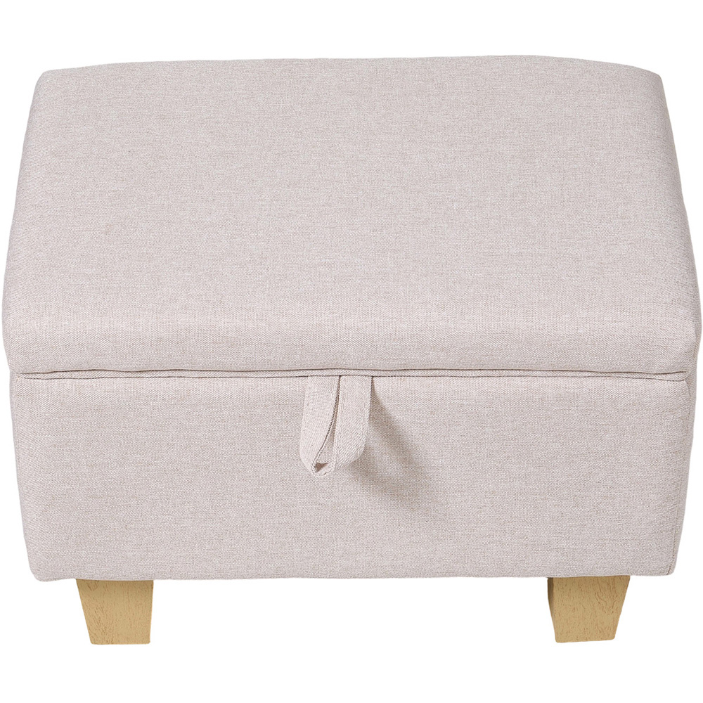 Living and Home 2 in 1 Cream Linen Upholstered Storage Ottoman Image 2