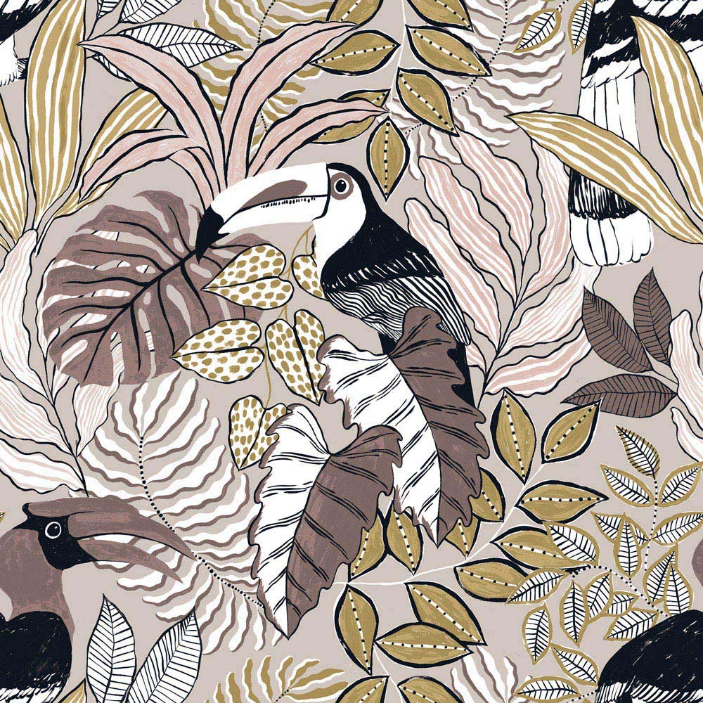 furn. Tocorica Double Cream Exotic Jungle Reversible Duvet Cover Set Image 5