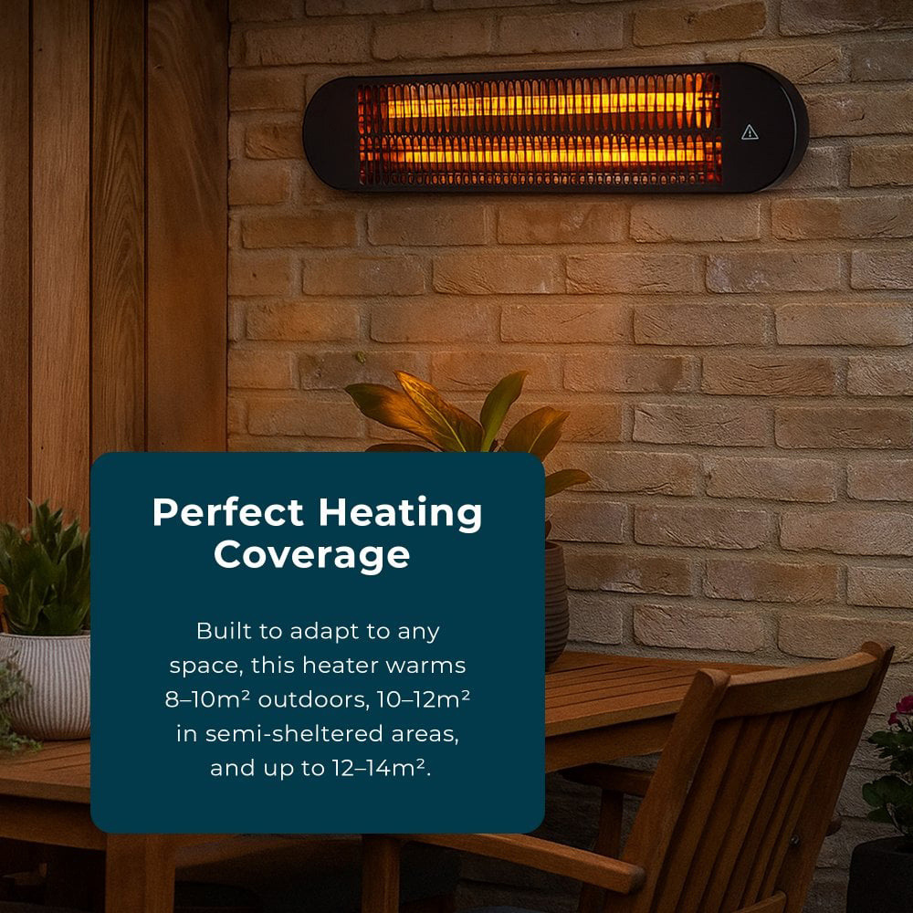 Jack Stonehouse Kindra Black Wall Mounted Radiant Halogen Patio Heater 2000W Image 4