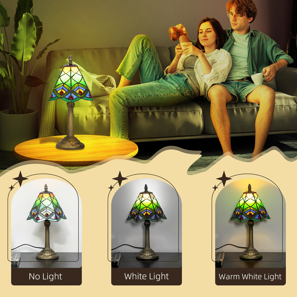 HOMCOM Tiffany Style Handcrafted Stained Glass Table Lamp Image 6