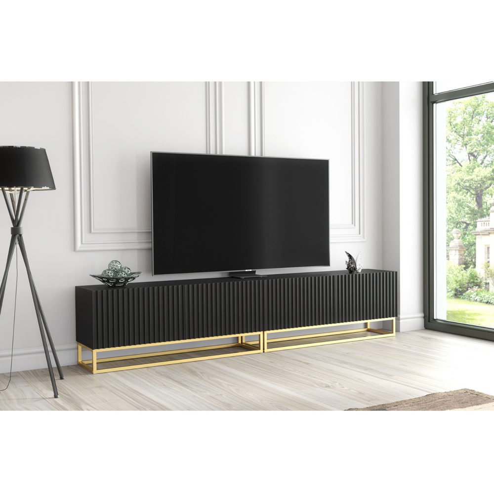 Creative Furniture Ripple Duo Black 2 Fluted Door TV Unit Image 7
